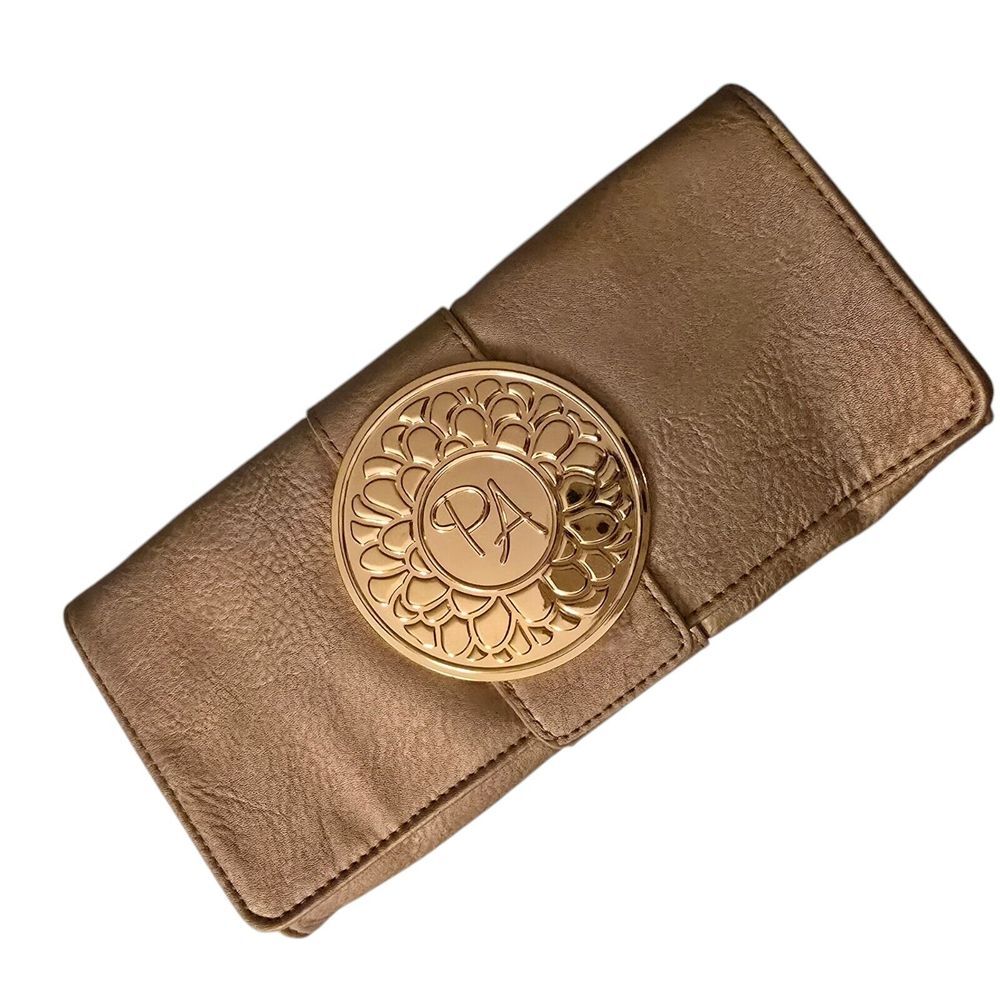 Penelope‎ Ann Gold Faux Leather Crossbody Evening Clutch Bag #01526 NEW